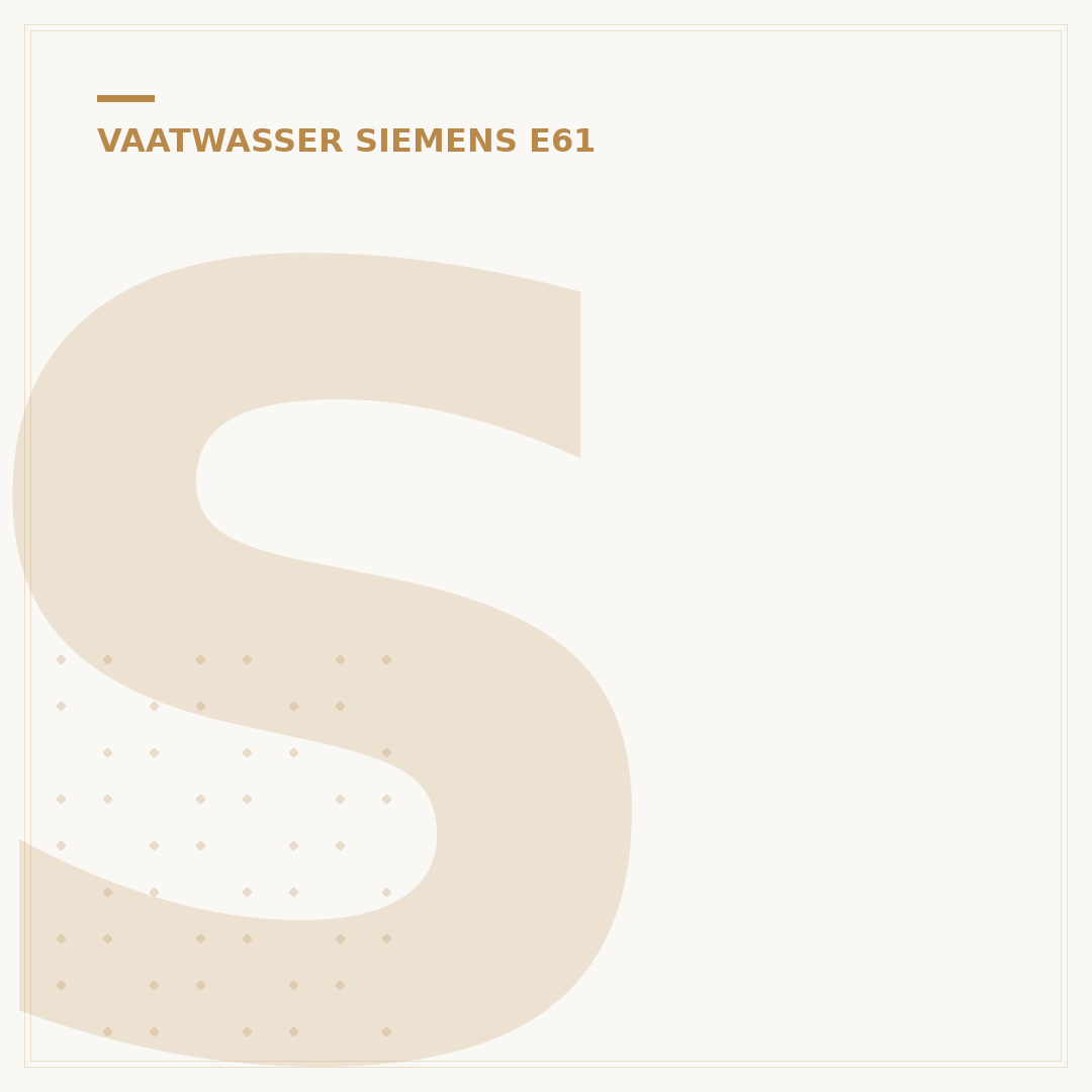 Siemens Vaatwasser E61-03: Installatie & Gebruik in Uw Woning